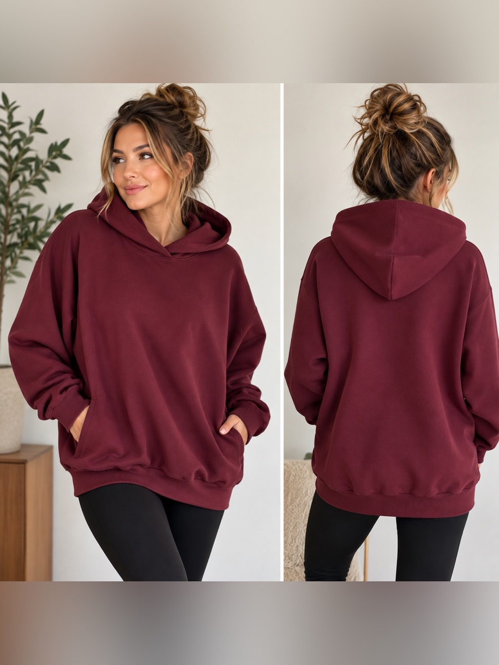 Lezé The Label Jordyn Hoodie Burgundy 2XL Canadian Sustainable